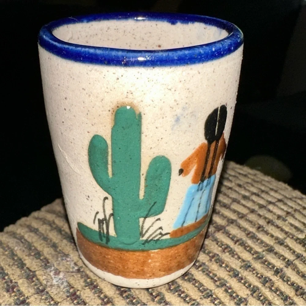 MEXICAN vintage sandstone vase signed